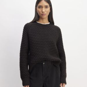 The Cloud Oversized Textured Crew | Black