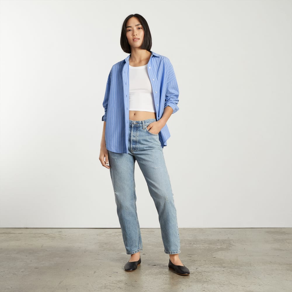 The Oversized Poplin Shirt | Powder Blue / White - Image 7