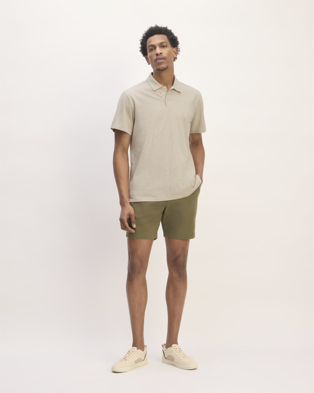 The Premium Weight Short-Sleeve Polo | Heather Oatmeal - Image 3