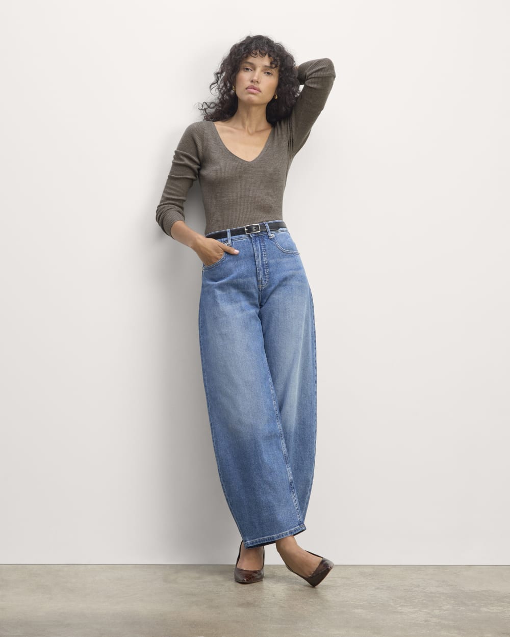 The Off-Shoulder Top in Ultrasoft Merino | Heather Cocoa - Image 3