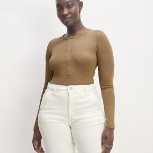 The Luxe Rib Henley | Toasted Coconut