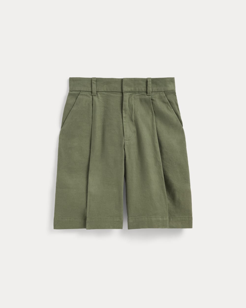 The Pleated Short in Stretch Linen | Lichen Green - Image 2