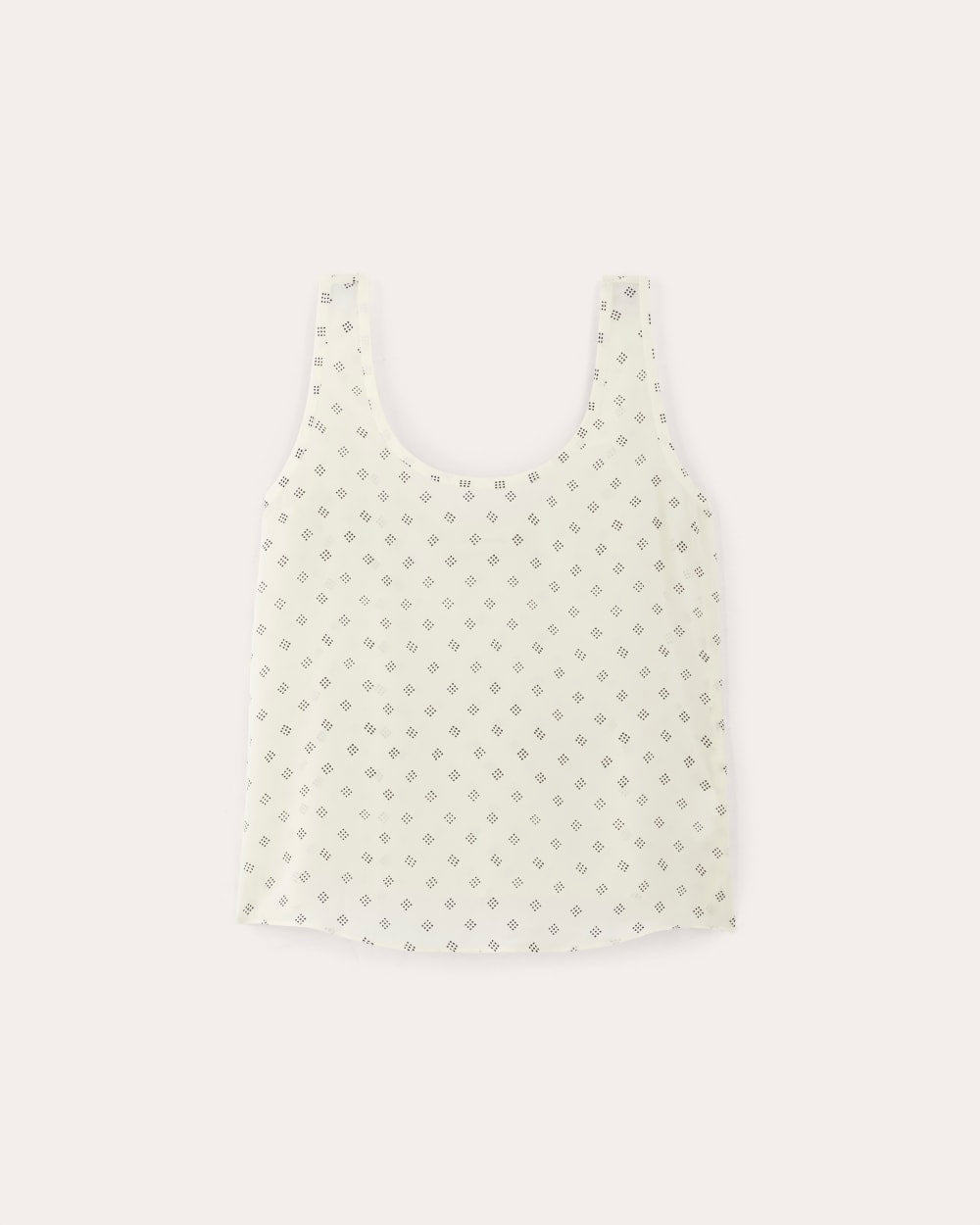 The Scoop Tank in Washable Silk | Bone / Black Square Dot - Image 2