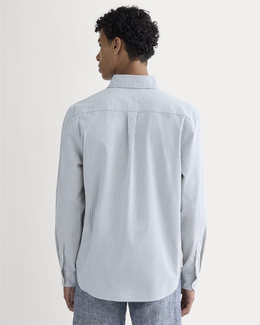 The Seersucker Long-Sleeve Shirt | Dutch Blue / Natural - Image 5