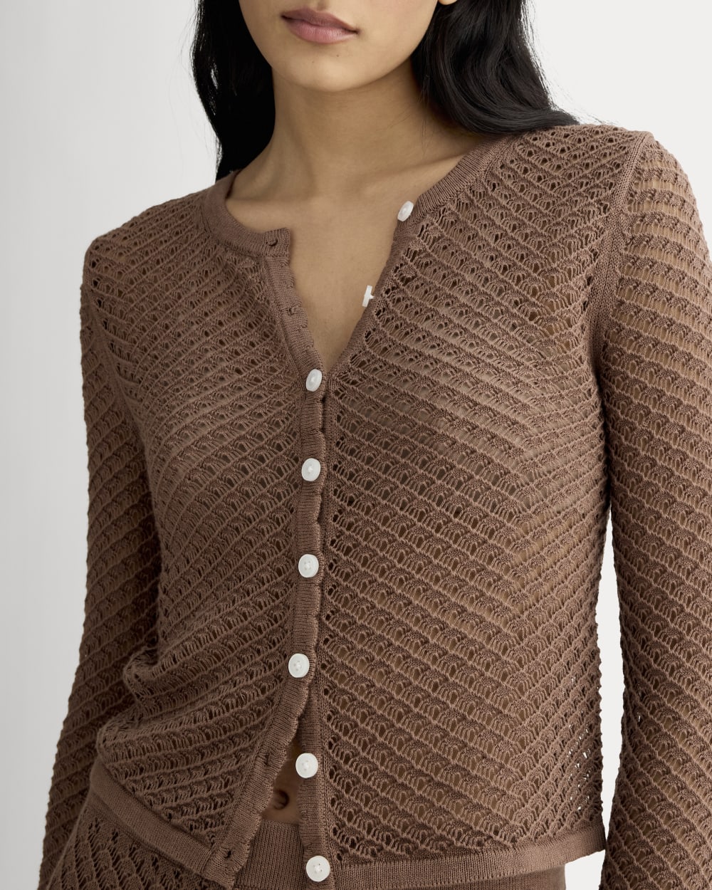 The Lace Knit Cardigan | Mocha - Image 4