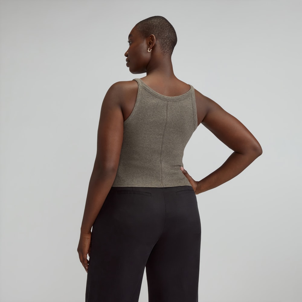 The Supima? Micro-Rib Cropped Tank | Heathered Fatigue - Image 3