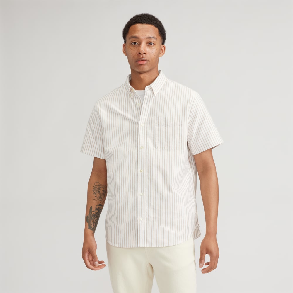 The Organic Short Sleeve Oxford Shirt | Sahara / Off-White