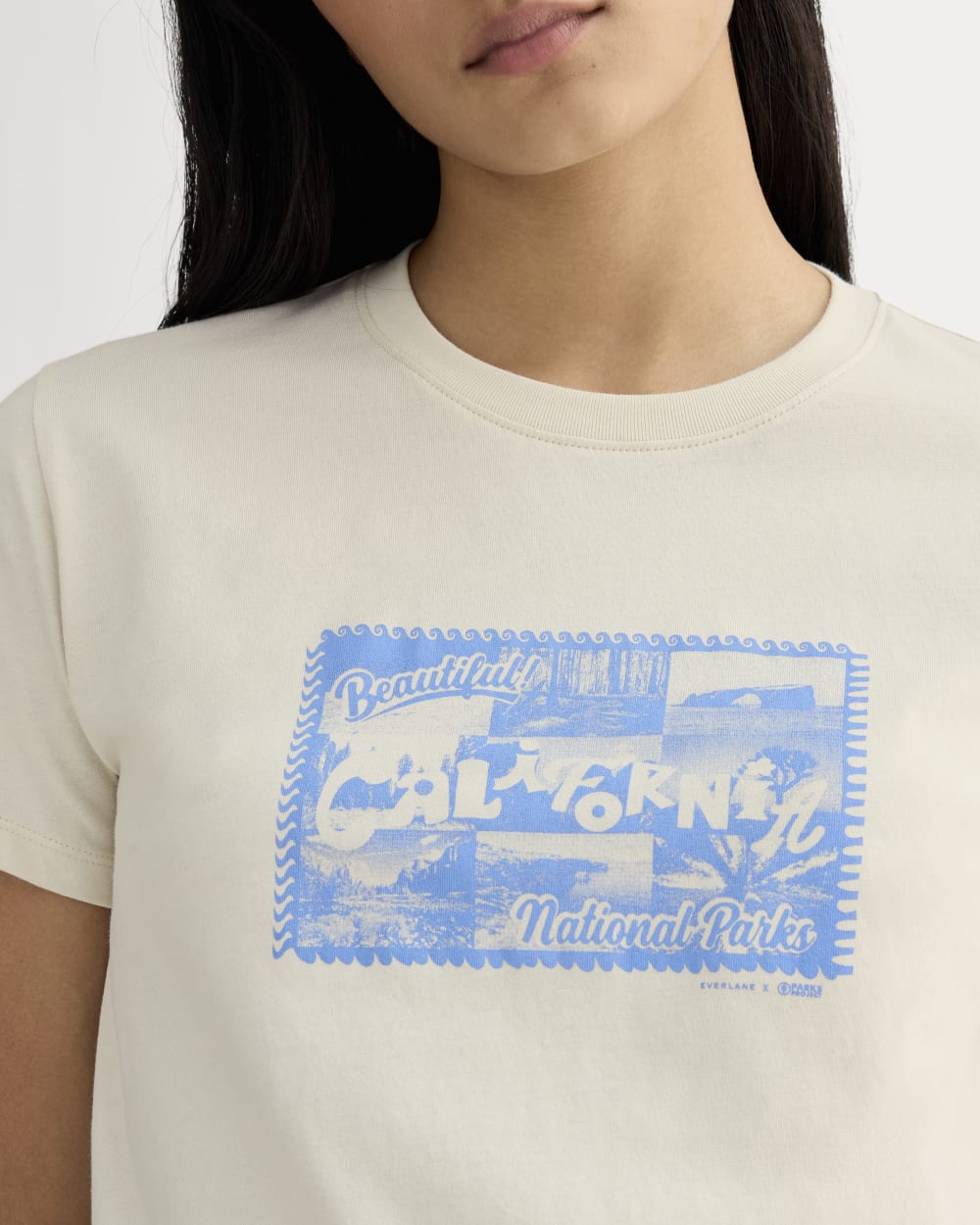 The Everlane x Parks Project Box-Cut Tee | Natural / Granada Sky Blue - Image 4