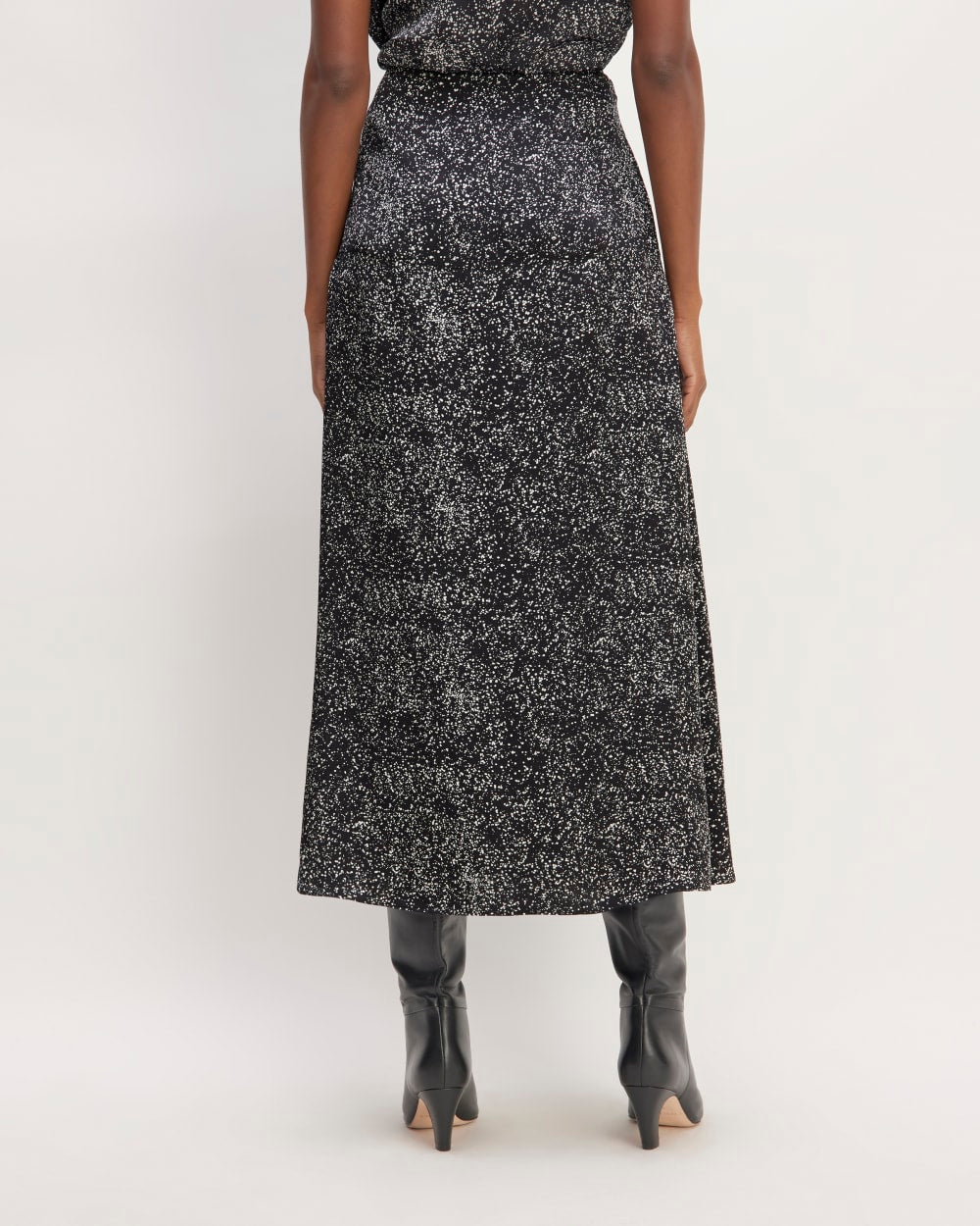 The Hammered Satin Slip Skirt | Black Moonsplatter - Image 6