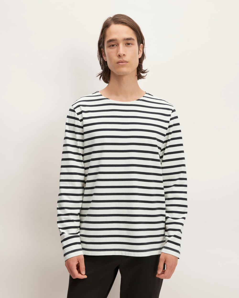 The Premium-Weight Long-Sleeve Mariner Tee | Canvas / Black