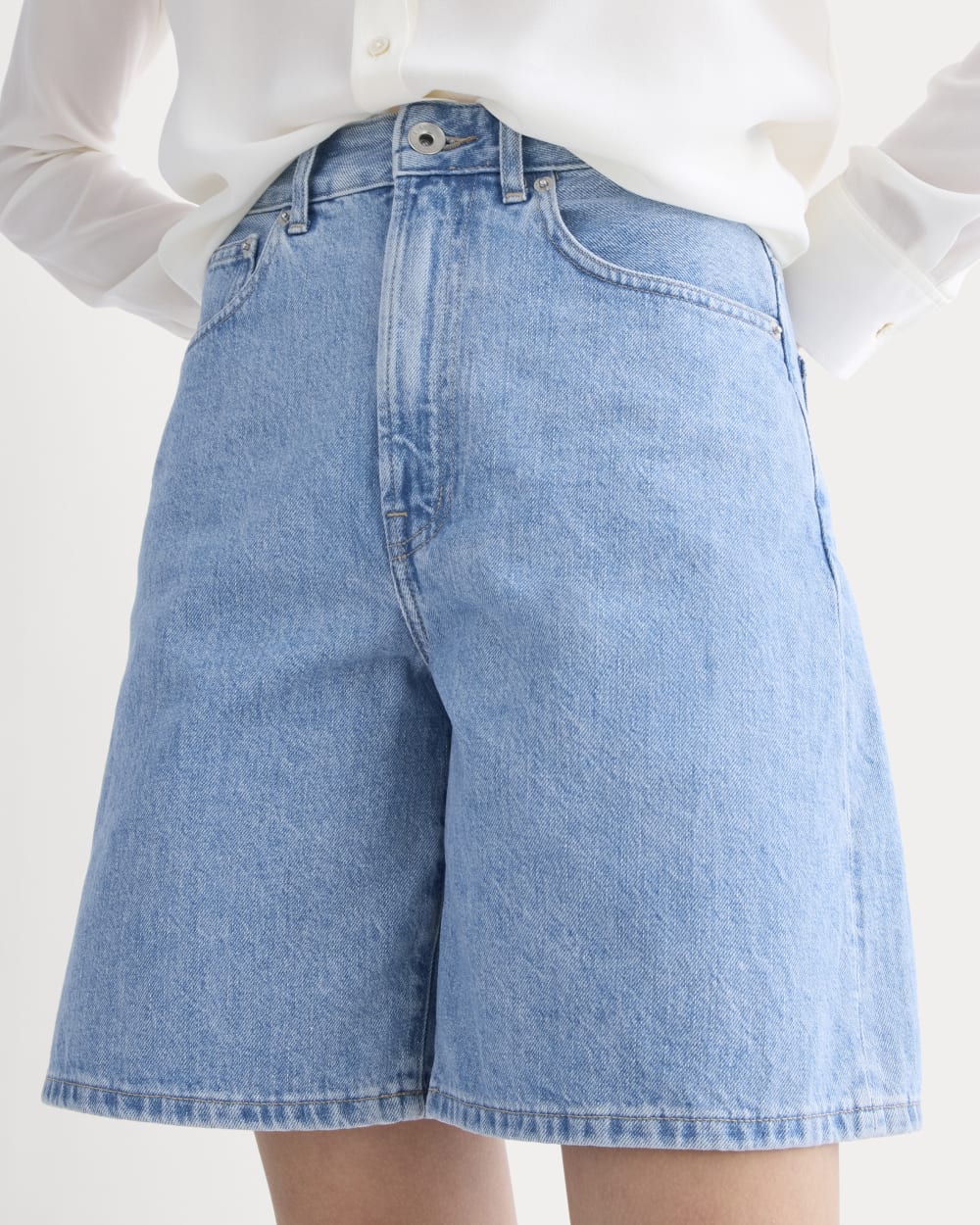 The Long A-Line Denim Short | Light Indigo - Image 4