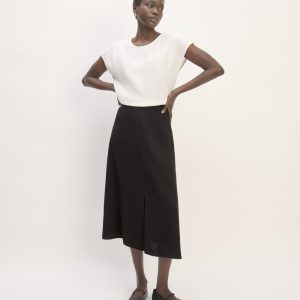 The Mini Jacquard Stripe Slip Skirt | Black