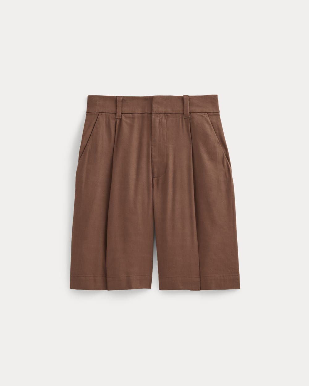 The Pleated Short in Stretch Linen | Cedarwood - Image 2