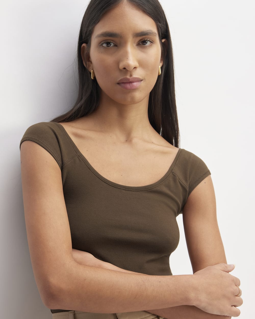 The Supima® Form Cap-Sleeve Tee | Cocoa - Image 3