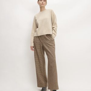The ReWool® Way-High Drape Pant | Camel Houndstooth
