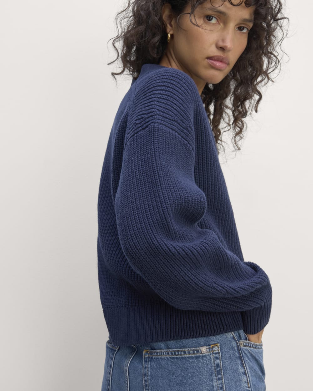 The Boxy Cardigan in Everyday Cotton | Navy - Image 2