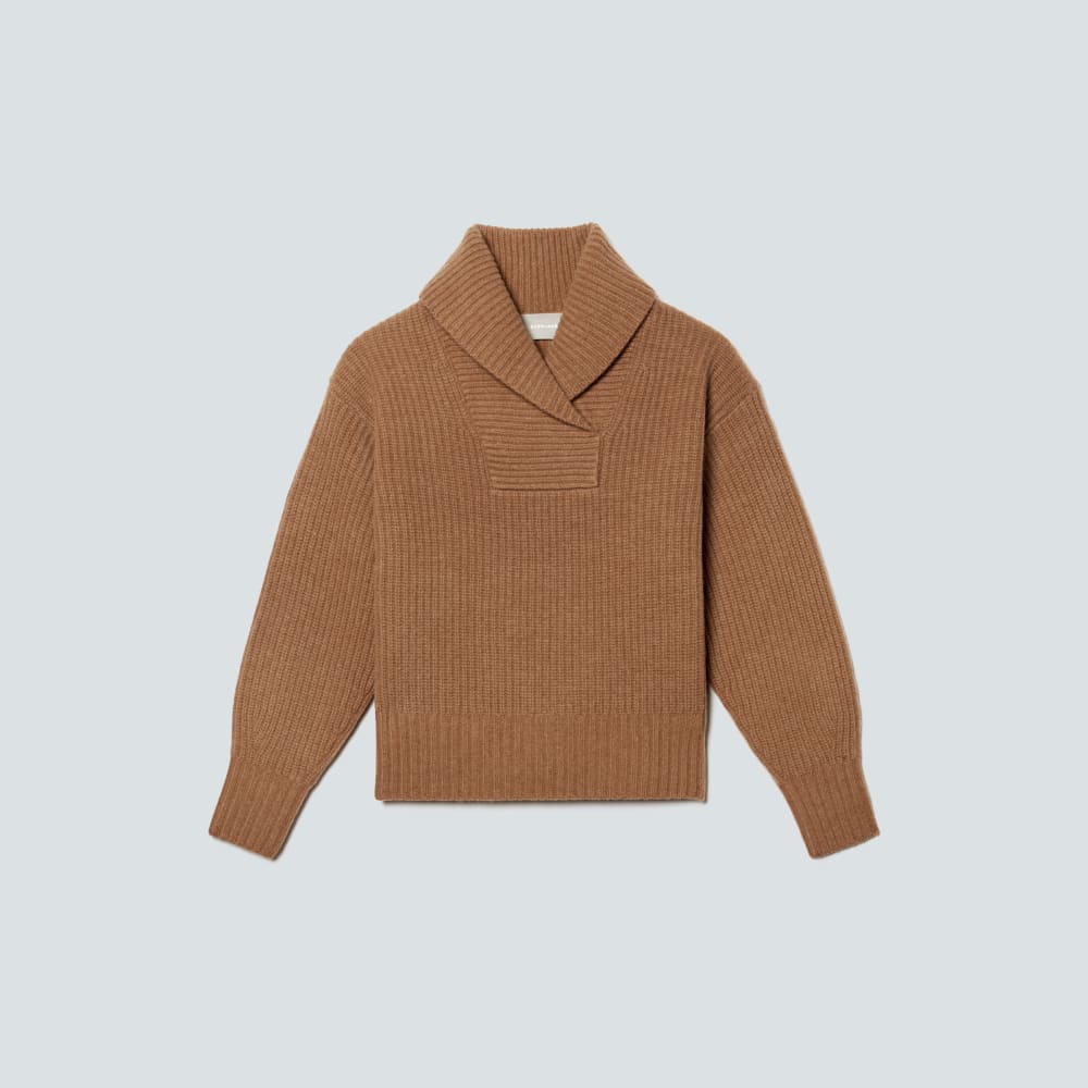 The Felted Merino Shawl Collar Sweater | Deep Camel - Image 2