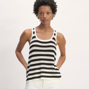 The Crochet Knit Tank | Bone / Black