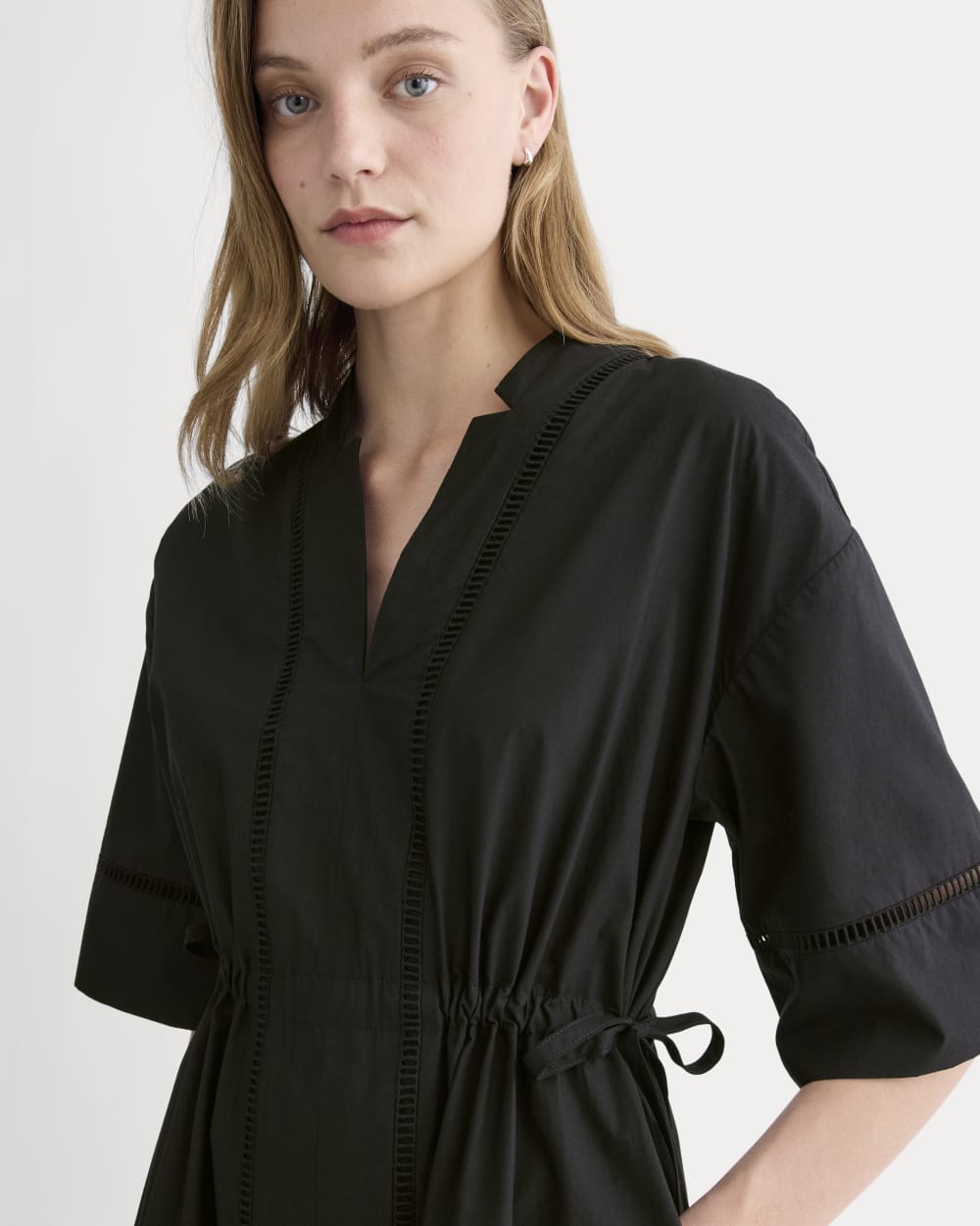 The Lace Trim Caftan Dress | Black - Image 3
