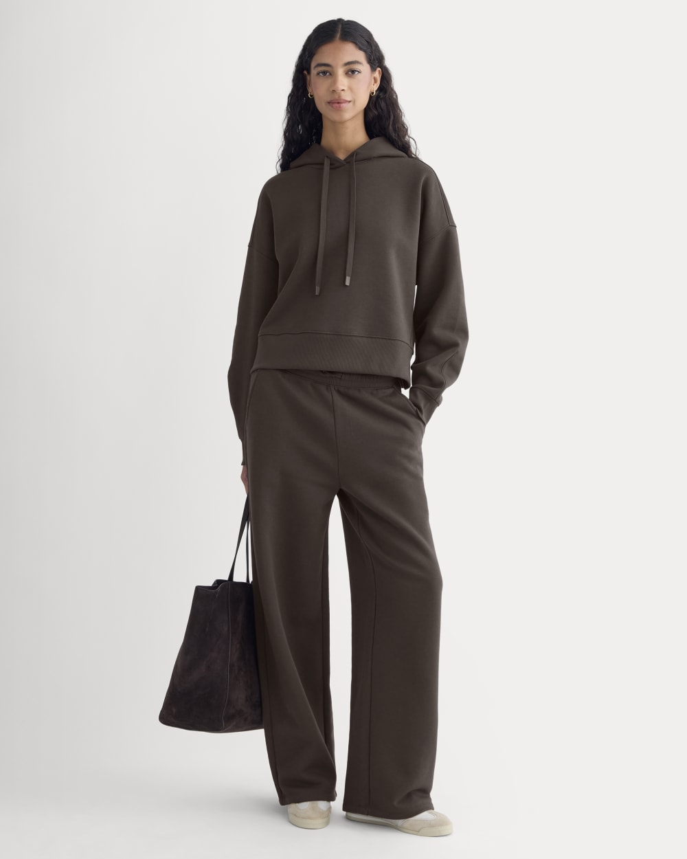 Cropped Luxe Fleece Hoodie | Dark Chocolate - Image 3
