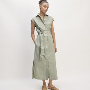 The Supima? Cotton Short-Sleeve Shirt Dress | Sage Green