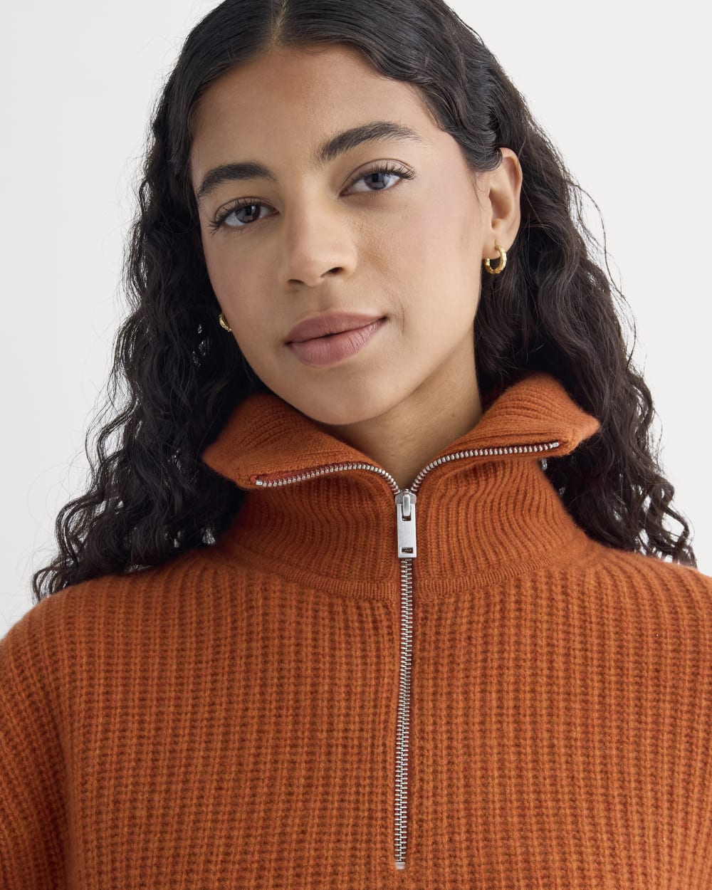 Half-Zip Sweater in Luxe Merino | Rust Heather - Image 4