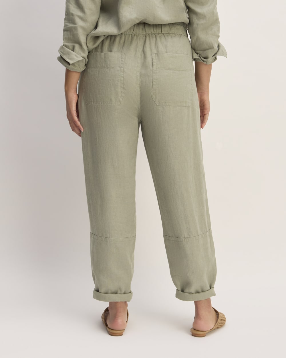 The Linen Pull-On Barrel Pant | Sage Green - Image 6
