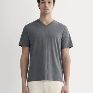 The Essential Organic V-Neck Tee | Heathered Charcoal