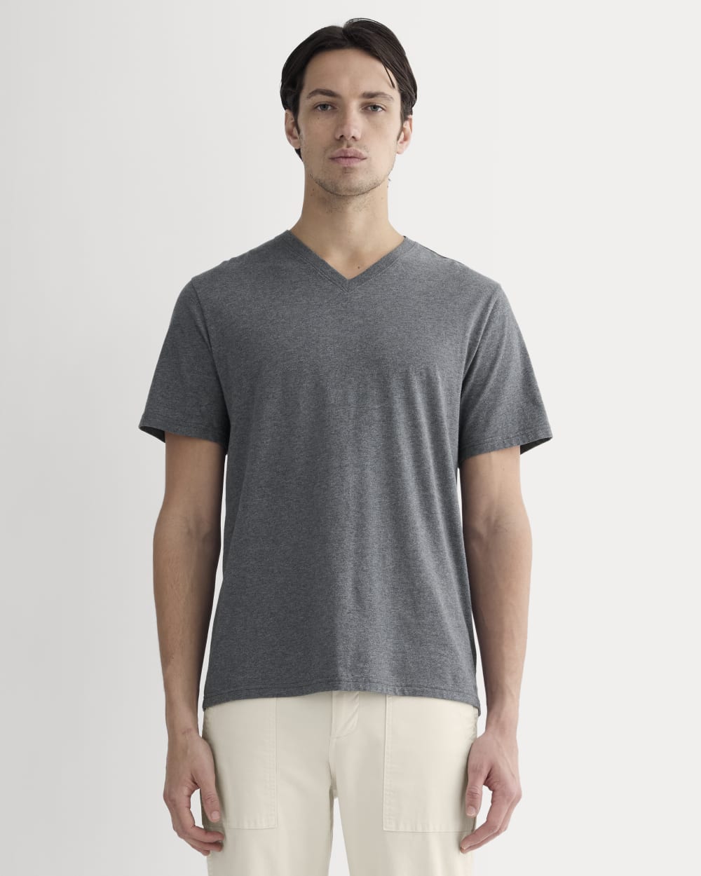 The Essential Organic V-Neck Tee | Heathered Charcoal