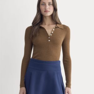 The Polo in Ultrasoft Merino | Heathered Toffee