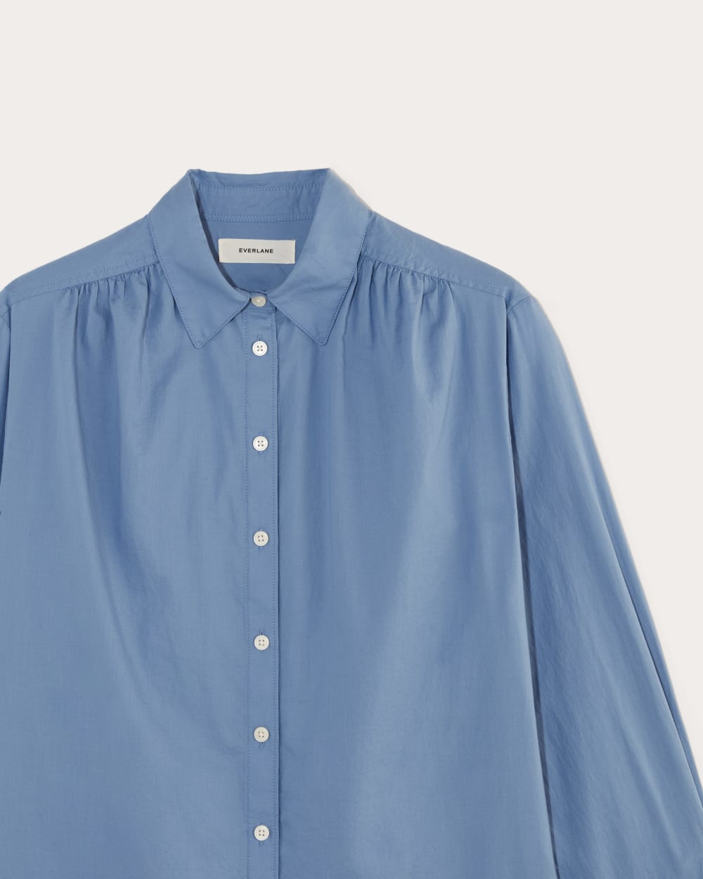 The Gathered Shirt in Silky Cotton | Bluebell - Image 6