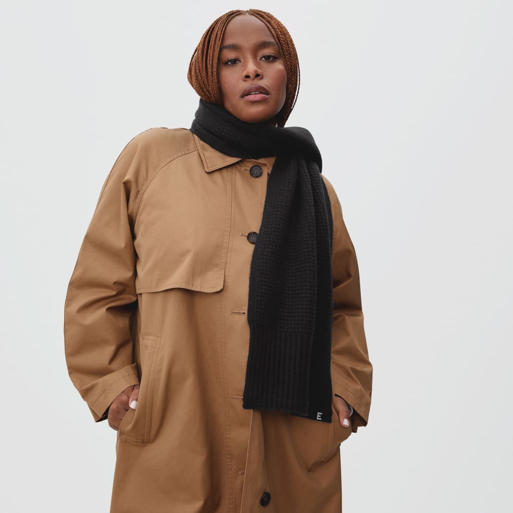 The Felted Merino Waffle-Knit Scarf | Black - Image 3