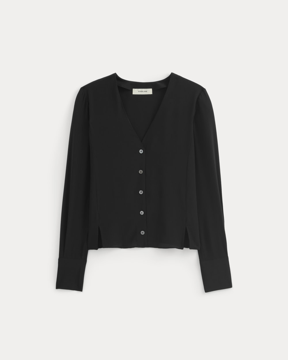 The V-Neck Blouse in Washable Silk | Black - Image 2