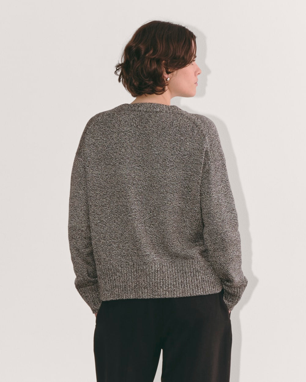 The Boxy Sweater in Everyday Cotton | Canvas / Black Twist - Image 5