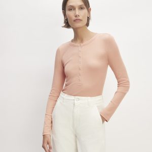 The Luxe Rib Henley | Blush Pink