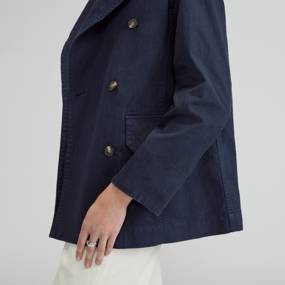 The Organic Cotton Herringbone Jacket | Navy - Image 6