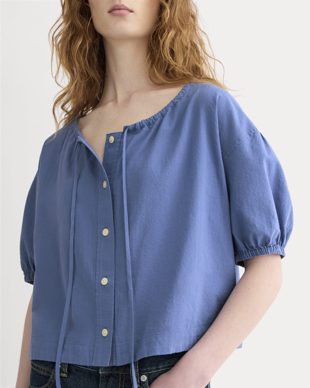 The Gauze Button-Up | Soft Cobalt - Image 4