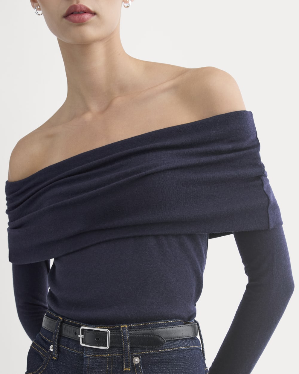 The Off-the-Shoulder Top in Butterluxe | Deep Navy - Image 4