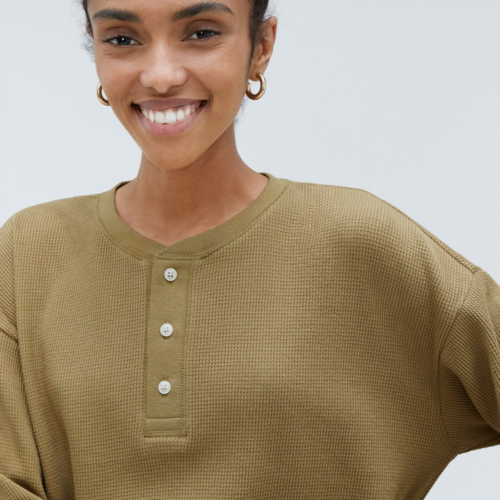 The Organic Cotton Waffle Henley | Fennel Seed - Image 4